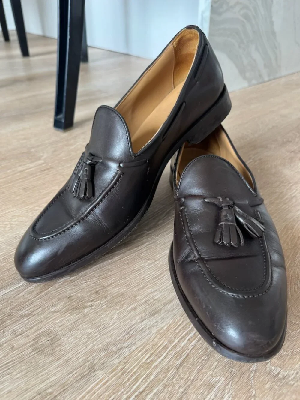 SuitSupply Brown Leather Loafers in Size 43